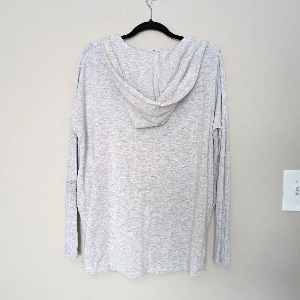 Athleta Light Gray Surplice Front Tunic Length Hooded Sweatshirt Women's Size XS - Picture 2 of 6